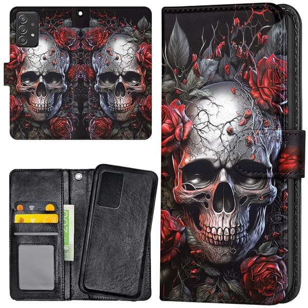 Samsung Galaxy A52/A52s 5G - Lompakkokotelo/Kuoret Skull Roses