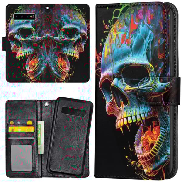Samsung Galaxy S10 Plus - Lompakkokotelo/Kuoret Skull