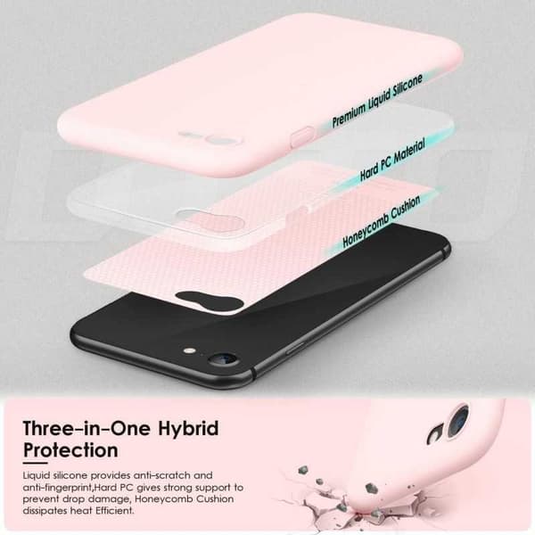 iPhone 7/8/SE2/SE3 Gummibelagd Mattrosa Skal Kameraskydd Liquid - Rosa