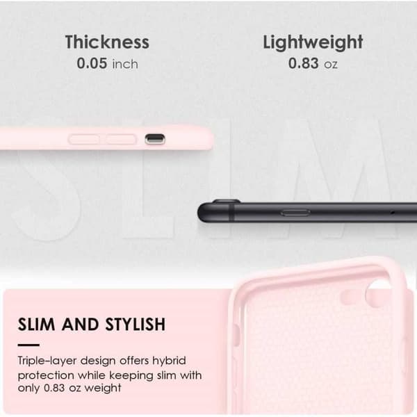 iPhone 7/8/SE2/SE3 Gummibelagd Mattrosa Skal Kameraskydd Liquid - Rosa