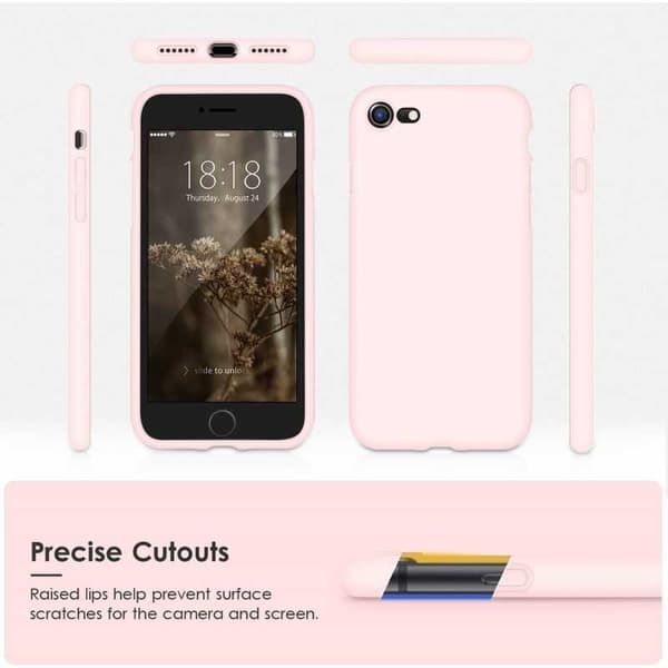 iPhone 7/8/SE2/SE3 Gummibelagd Mattrosa Skal Kameraskydd Liquid - Rosa