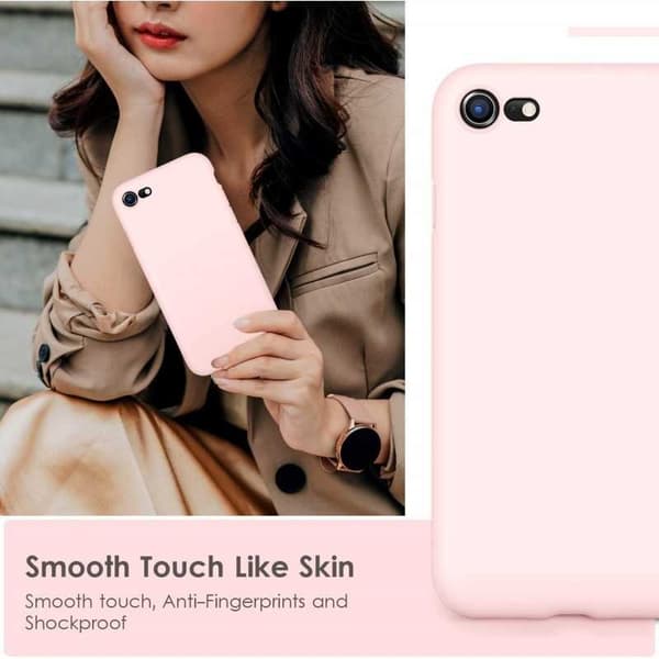 iPhone 7/8/SE2/SE3 Gummibelagd Mattrosa Skal Kameraskydd Liquid - Rosa