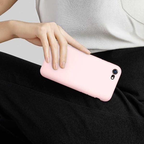 iPhone 7/8/SE2/SE3 Gummibelagd Mattrosa Skal Kameraskydd Liquid - Rosa