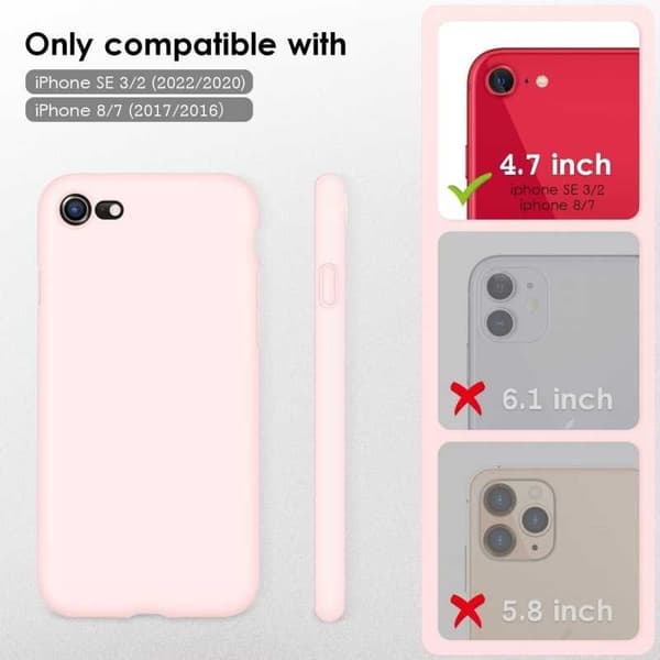 iPhone 7/8/SE2/SE3 Gummibelagd Mattrosa Skal Kameraskydd Liquid - Rosa