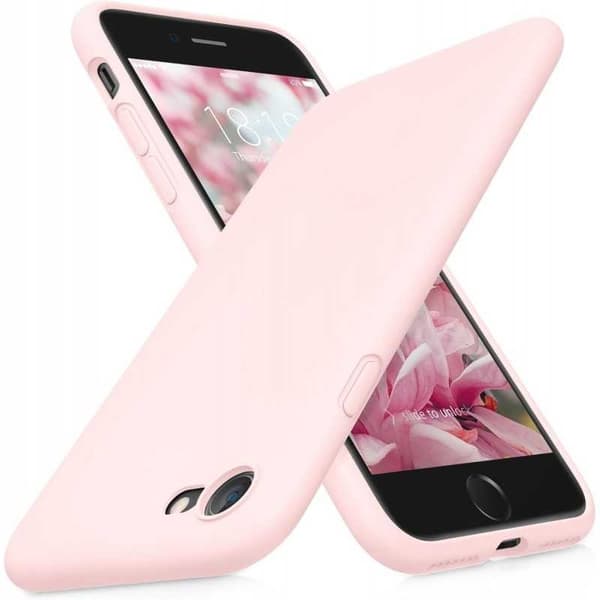 iPhone 7/8/SE2/SE3 Gummibelagd Mattrosa Skal Kameraskydd Liquid - Rosa
