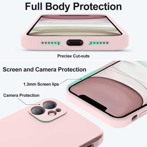 iPhone 12 Gummieret mat Pink Shell Liquid - Pink
