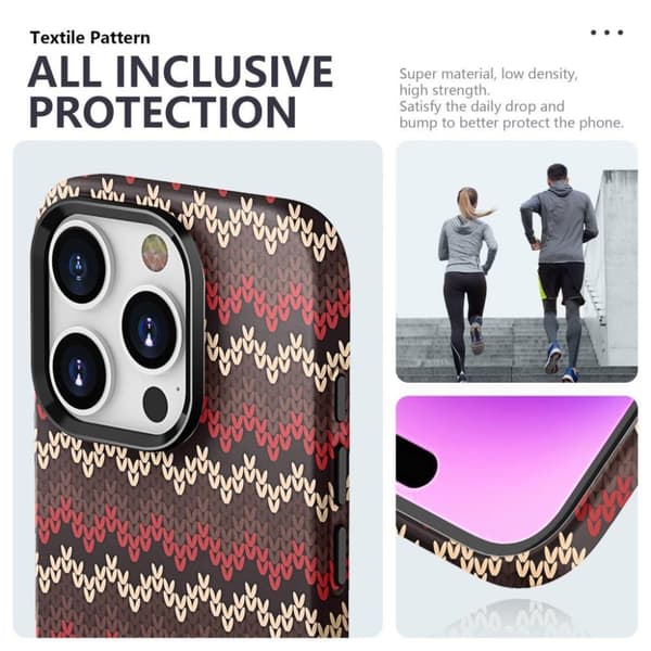 Tyndt Bagcover til iPhone 13 Pro Max Tekstil Design - Rød
