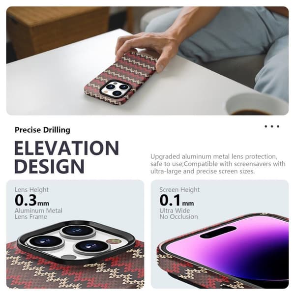 Tyndt Bagcover til iPhone 13 Pro Max Tekstil Design - Rød