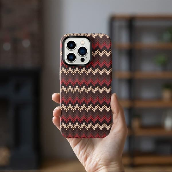 Tyndt Bagcover til iPhone 13 Pro Max Tekstil Design - Rød