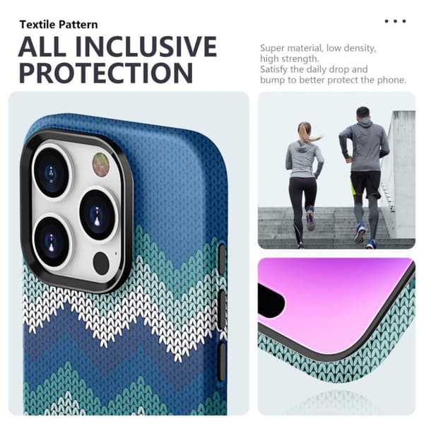 Ohut takakuori iPhone 14 Pro Max Tekstiilikuviointi - sininen
