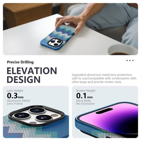 Ohut takakuori iPhone 14 Pro Max Tekstiilikuviointi - sininen