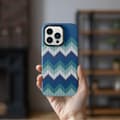 Miniatyrbillede 6 af 6: Tyndt Bagcover til iPhone 14 Pro Max Tekstil Design - Blå