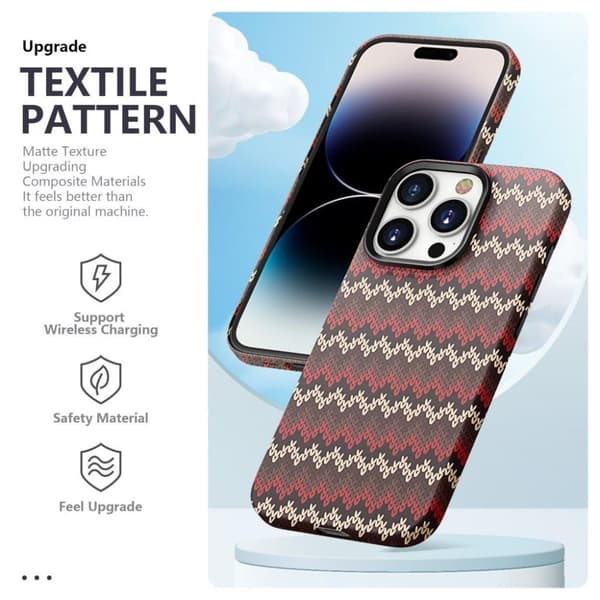 Tyndt bagcover til iPhone 14 Pro Max Tekstil Design - Rød