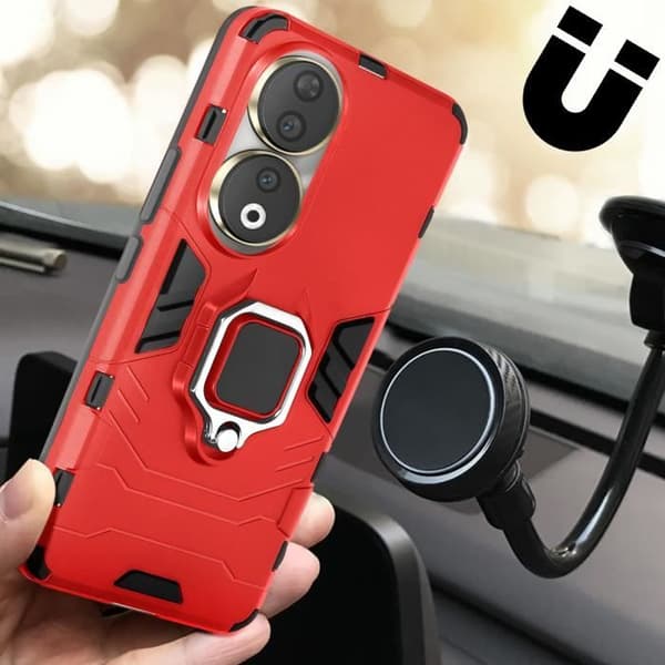 Fodral för Honor 90 Hybrid Stötsäker Ring Hållare Ring Collection Röd