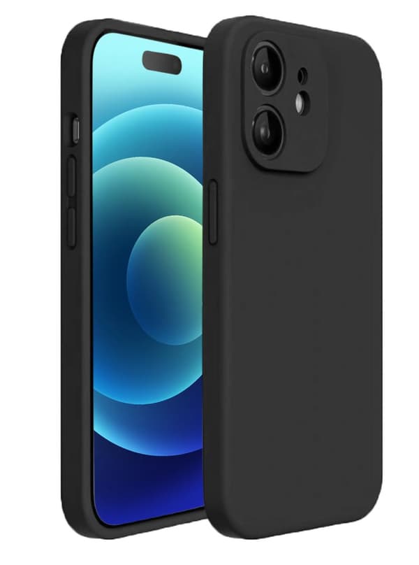 iPhone 12 Matt Svart Skal - Med Kameraskydd