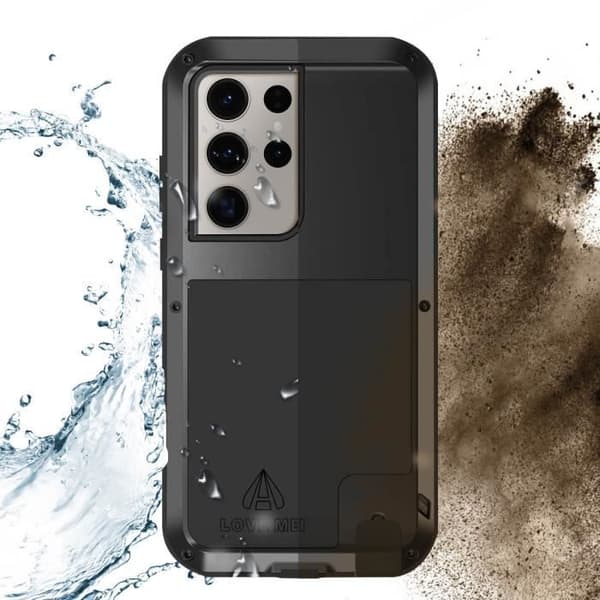 Helt svart fodral till Samsung Galaxy S23 Ultra - LOVE MEI - Stötsäker + Anti-fall - All terräng