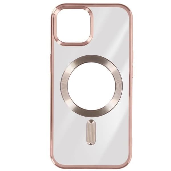 MagSafe-skal - AVIZAR - iPhone 15 - Silikon - Kameraskydd - Rosé Kromkant