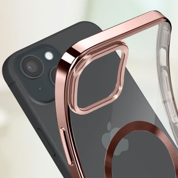 MagSafe Fodral för iPhone 15 Plus - AVIZAR - Rosa Chrome Contour - Silikon - Kameraskydd