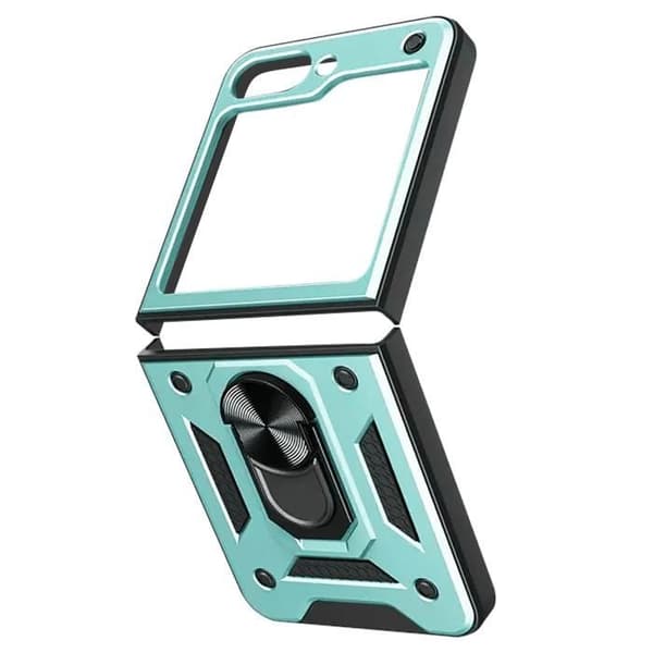 Fodral för Samsung Z Flip 5 Hybrid Slim Metal Ring Stativ ljusgrön