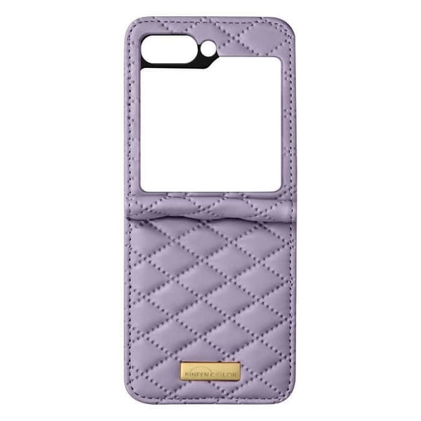 Telefonfodral - AVIZAR - Samsung Galaxy Z Flip 5 - Liknande läder med rhombiskt mönster - Lila - Hårdt