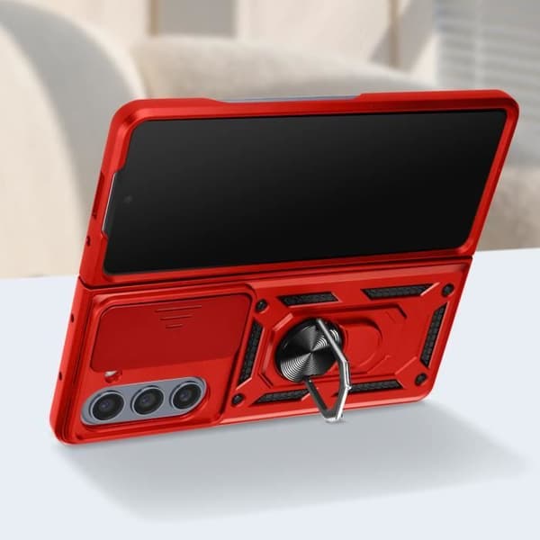 Stötsäkert fodral för Samsung Galaxy Z Fold 5 skjutbara kameraskydd Röd ring