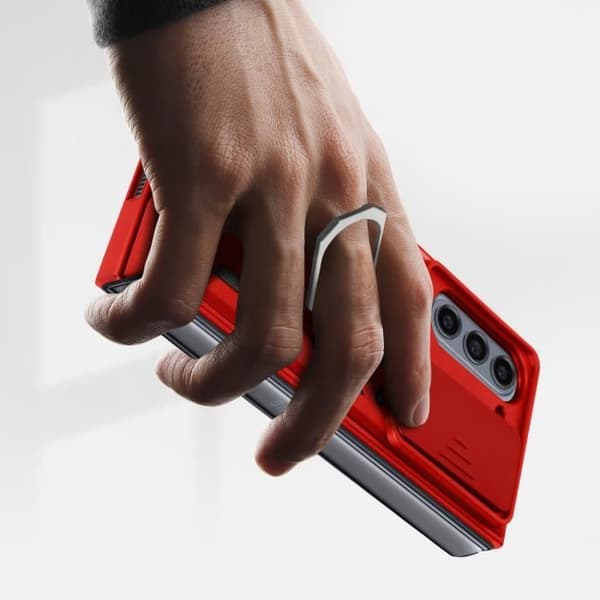 Stötsäkert fodral för Samsung Galaxy Z Fold 5 skjutbara kameraskydd Röd ring
