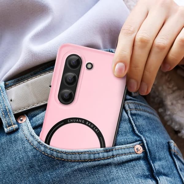 AVIZAR hårt skyddsfodral för Samsung Galaxy Z Fold 5 - Minimalistisk design - MagSafe-kompatibel - Rosa