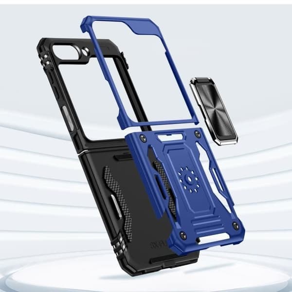 Ringfodral till Samsung Galaxy Z Flip 5 Stötsäker ArmoRing Bump Series Midnight Blue