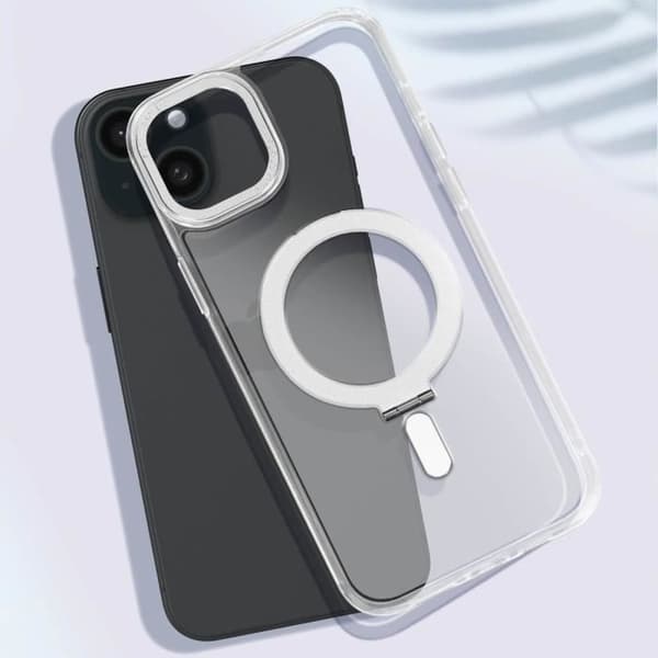 MagSafe-skal för iPhone 15 - AVIZAR - Vit Kontur - Silikon Gel - Magnetring - Förstärkt Skydd