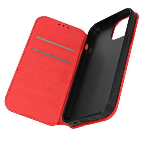 Fodral till iPhone 15 - AVIZAR - Korthållare Video Support Magnetic Flip - Röd