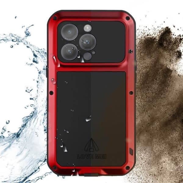 Coque - LOVE MEI - iPhone 14 Pro Max - Stöttålig - Vattentät - Röd