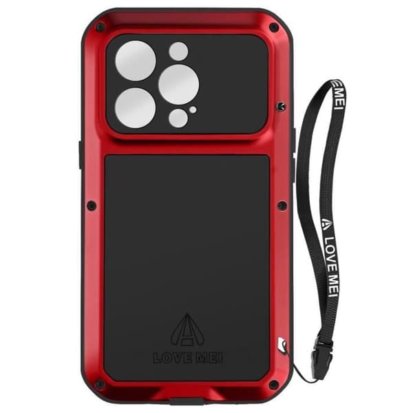 Coque - LOVE MEI - iPhone 14 Pro Max - Stöttålig - Vattentät - Röd