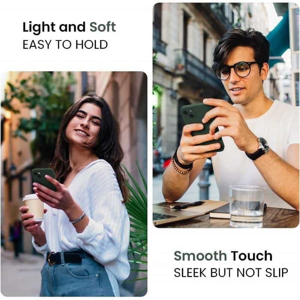 iPhone 14 Gummibelagd Mattgrönt Skal Kameraskydd Liquid - Grön