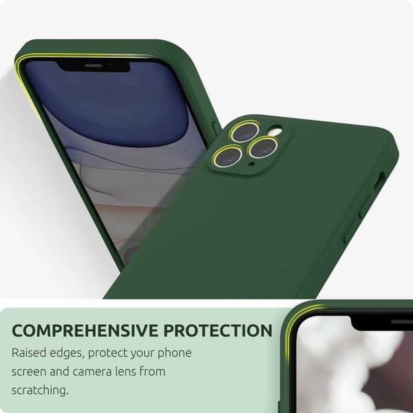 iPhone 12 Pro Max Gummibelagd Mattgrönt Skal Kameraskydd Liquid - Grön