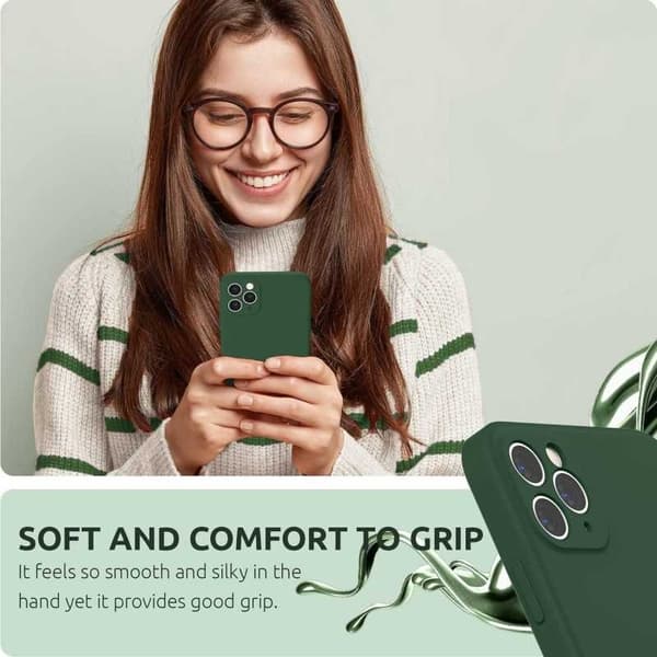 iPhone 12 Pro Max Gummibelagd Mattgrönt Skal Kameraskydd Liquid - Grön
