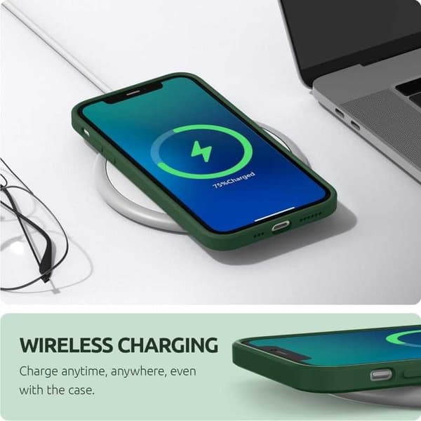 iPhone 12 Pro Max Gummibelagd Mattgrönt Skal Kameraskydd Liquid - Grön