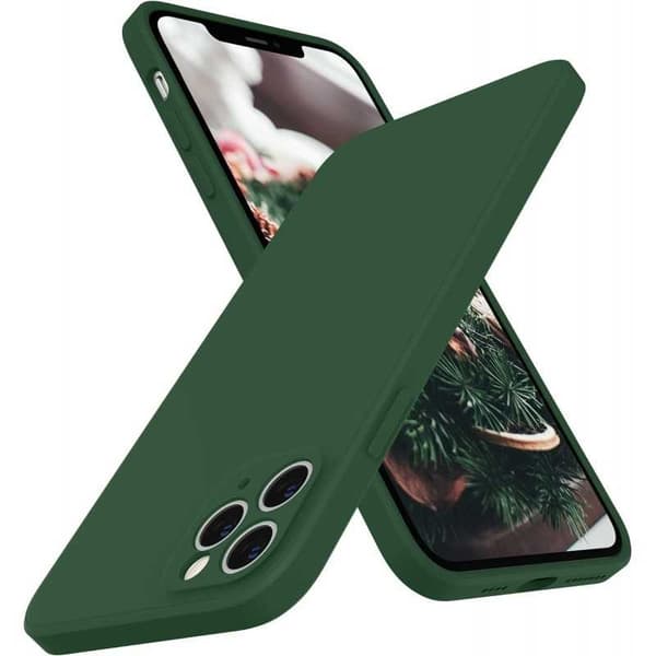 iPhone 12 Pro Max Gummibelagd Mattgrönt Skal Kameraskydd Liquid - Grön