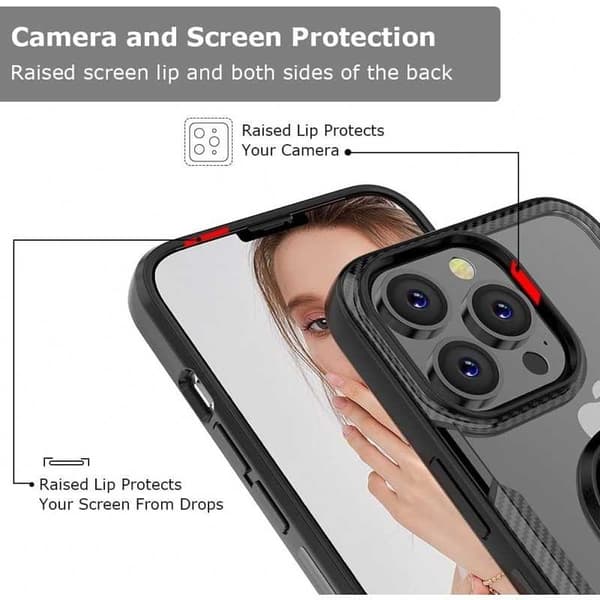 iPhone 15 Pro Praktisk Stöttåligt Skal med Ringhållare V4