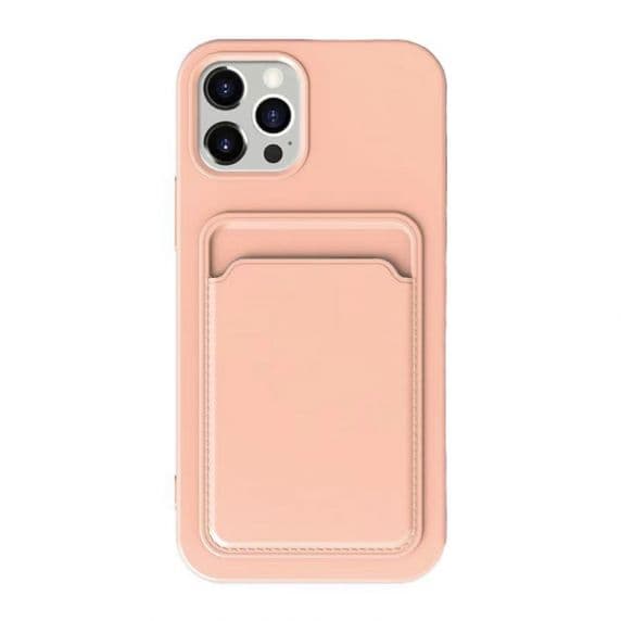 iPhone 15 Pro Max Silikonskal med Korthållare – Rosa