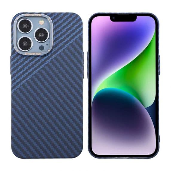 iPhone 15 Pro Max Skal i Kolfiber – Blå/Grå