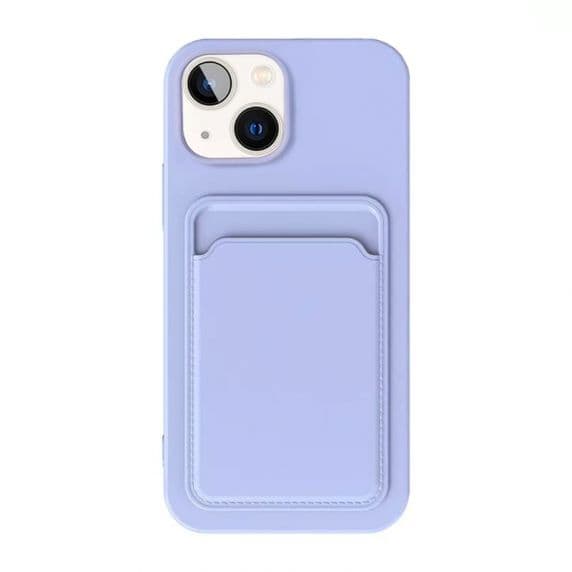 iPhone 15 Plus Silikonskal med Korthållare – Lila