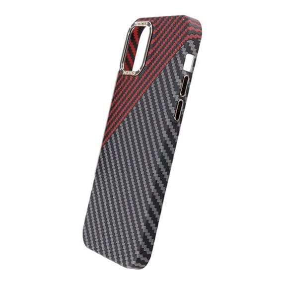 iPhone 13 Pro Max Kolfiber Skal – Röd & Svart