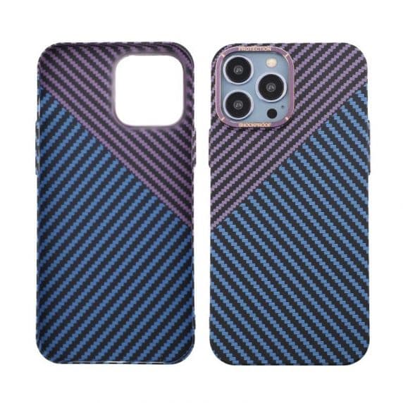 iPhone 13 Pro Max Kolfiber Skal – Lila & Blå