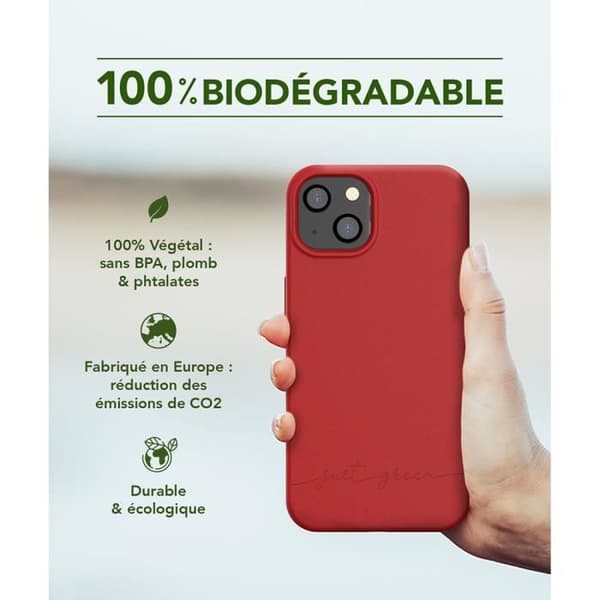 Coque - Just Green - iPhone 13 - Röd - Nedbrytbar - Mjuk