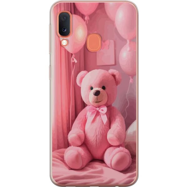 Samsung Galaxy A20e Genomskinligt Skal Rosa nallebjörn