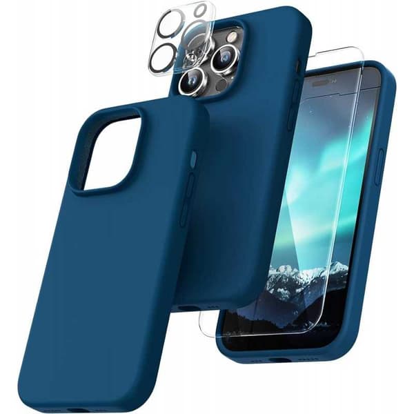 Gummibelagt stilfuldt cover 3in1 iPhone 15 Pro Max - Blå