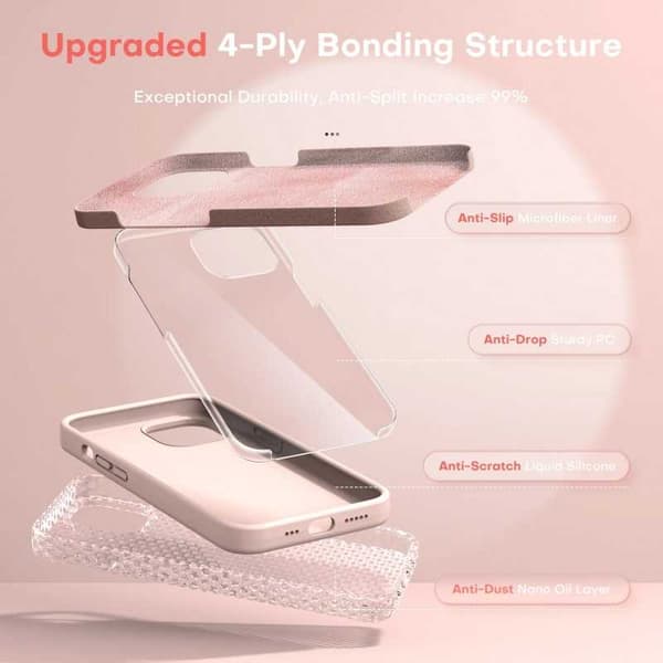Gummibelagt stilfuldt cover 3in1 iPhone 15 Pro Max - Pink