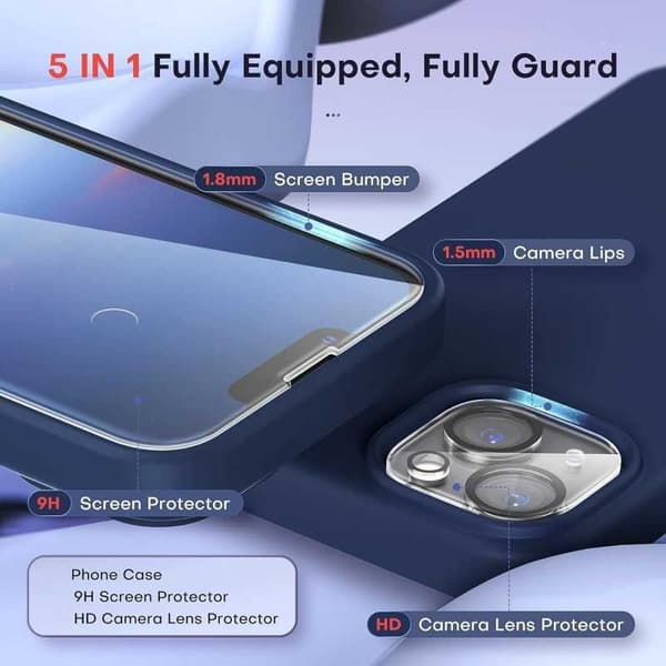 Gummibelagt stilfuldt cover 3in1 iPhone 14 Plus - Blå