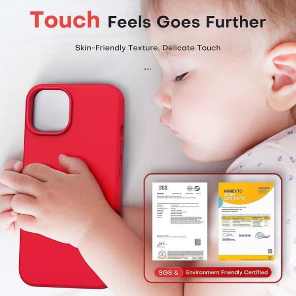 Gummibelagt stilfuldt cover 3in1 iPhone 15 - Rød