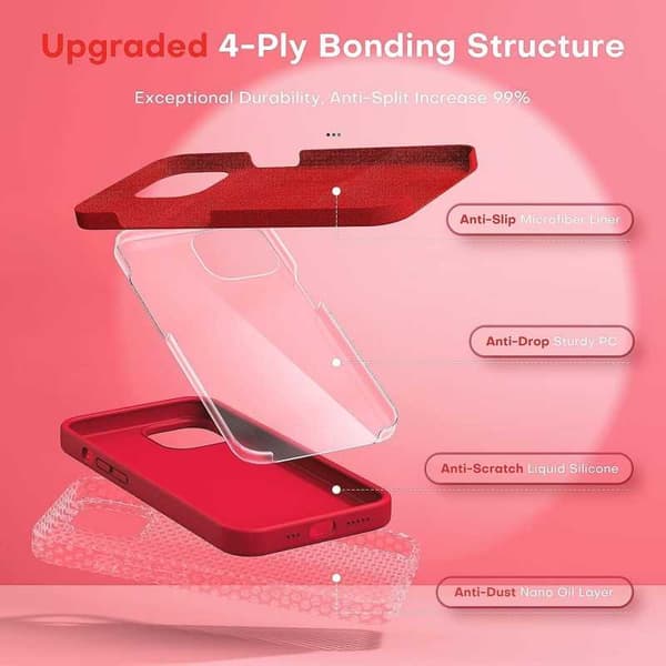 Gummibelagt stilfuldt cover 3in1 iPhone 14 - Rød